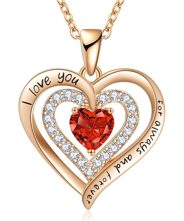REDBEE Necklaces for Women Birthstone Heart Necklace Jewelry for Wife Girlfriend Woman Necklace