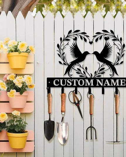 peanut case Customized Keys Holder - Personalized Birds Flower Key Hooks Wall Metal Sign Decor,Wall Holder, Garden,Door Hook (Style E)