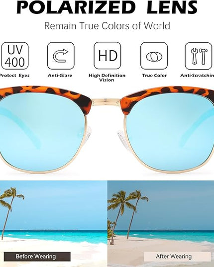 Pro Acme Semi-Rimless Polarized Sunglasses UV 400 Protection for Women Men
