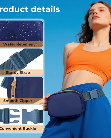 Cwualo Belt Bag Zipper Fanny Pack Crossbody Bags for Women,Fashion Nylon Waist Packs, Water Repellent Two Way wear with Adjustable Strap Gifts for Teenage Girls Women Men(Royal blue)