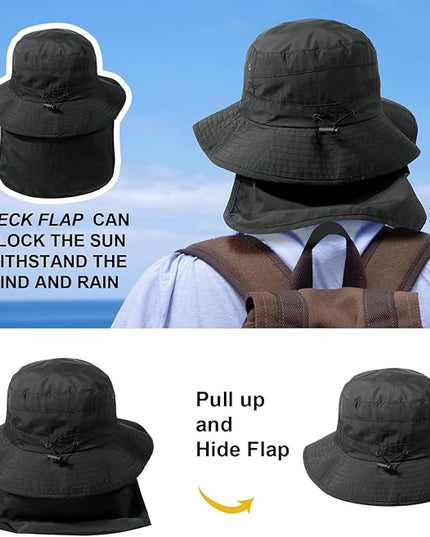 Water-Resistant Sun UPF 50+ Bucket Hat Protection Packable Brimmed Boonie for Women Men Summer Lightweight Hiking Outdoor Cap