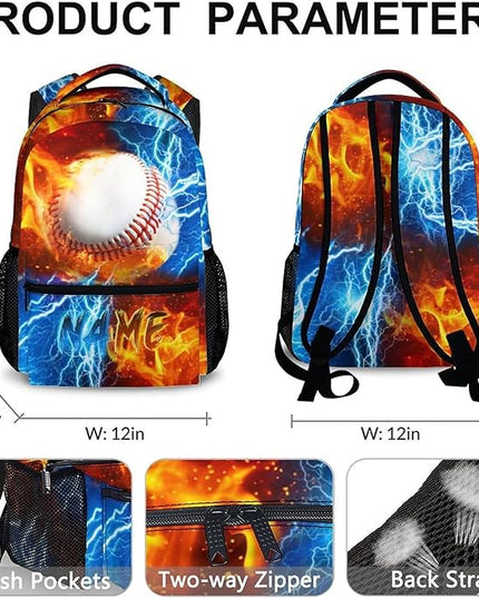 Backpack for Kids Boy Custom Baseball Bookbag for School Elementary Middle Primary, Personalized Student School Supplies