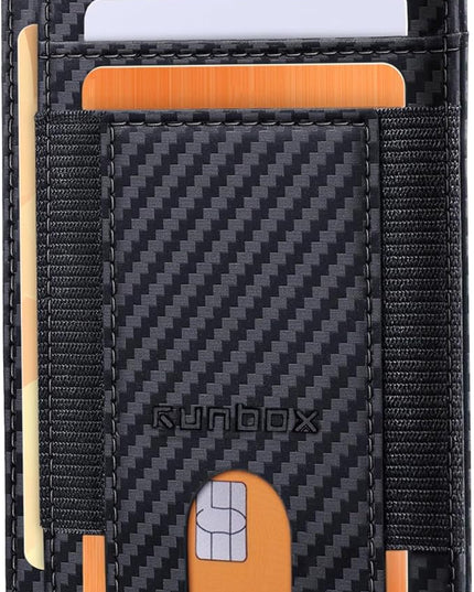 RUNBOX Slim Minimalist Wallet 8-12 Cards Front Pocket RFID Blocking Leather Small Thin Card Holder Wallets for Men and Women Gifts for Him