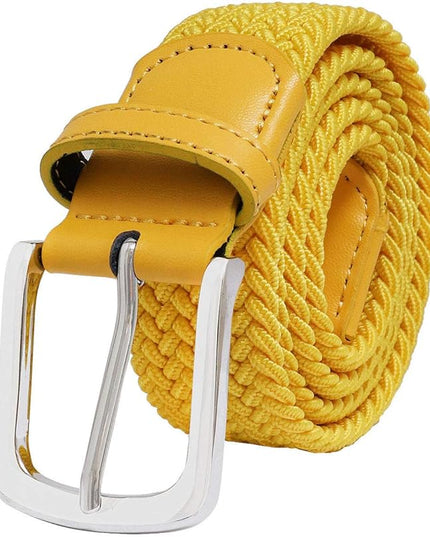 Falari Men Women Multicolored Elastic Stretch Braided Belt Canvas Fabric Woven No Holes Belt
