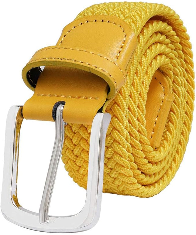 Falari Men Women Multicolored Elastic Stretch Braided Belt Canvas Fabric Woven No Holes Belt