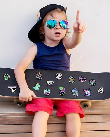 Glow in The Dark Neon Dinosaur Water Bottle Stickers for Kids，70 Pcs Dino Waterproof Vinyl Laptop Decals, Teens Girls Boys Adults Phone Case Skateboard Luggage Decor