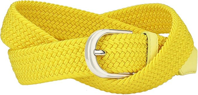 Falari Men Women Multicolored Elastic Stretch Braided Belt Canvas Fabric Woven No Holes Belt
