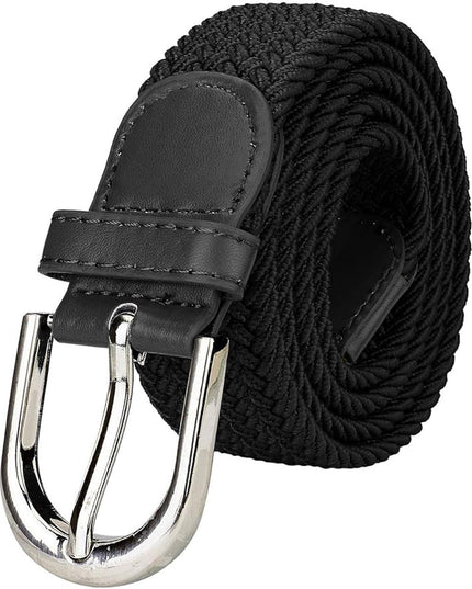 Falari Men Women Multicolored Elastic Stretch Braided Belt Canvas Fabric Woven No Holes Belt