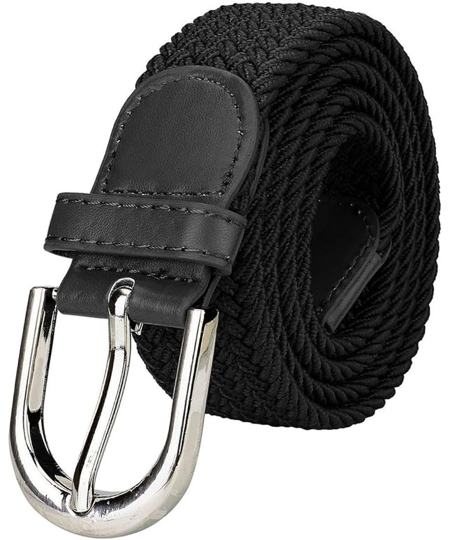 Falari Men Women Multicolored Elastic Stretch Braided Belt Canvas Fabric Woven No Holes Belt