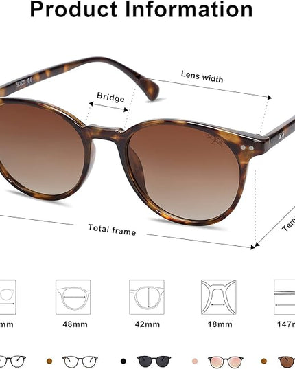 SOJOS Small Round Classic Polarized Sunglasses for Women Men Vintage Style UV400 Lens MAY SJ2113