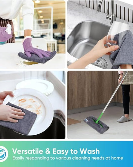 HOMEXCEL Grey Microfiber Cleaning Cloth, 12 Pack Premium Microfiber Towels for Cars, Lint Free, Scratch-Free, Highly Absorbent, Reusable Cleaning Rags for Car, Household, Kitchen, Window, 11.5"X11.5"
