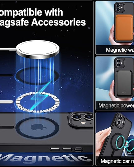 Hython Case for iPhone 11 Case Magnetic Translucent Matte Phone Cases 6.1" [Compatible with MagSafe] Thin Slim Fit Shockproof Bumper Hard Protective Cover for Women Men Girls, Frosted Black