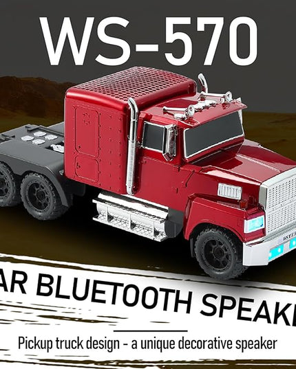 American Truck Bluetooth Speaker with HD Sound, TWS Pairing, LED Party Light, Operation Panel, Built-in Mic, Portable Car Model Speaker for Parties, Beach, Outdoor Activities (RED)