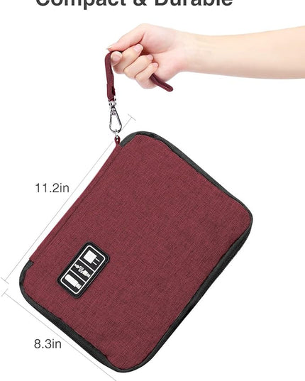 Luxtude Electronic Organizer Travel Case Large, Cord Organizer Travel, Large Cable Organizer Bag, Tech Bag for Cable Storage/Cord Storage/iPad Pro(up to 11")/Wall Charger/Electronic Accessories, Red