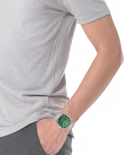 Lacoste Lisbon Men’s Quartz Watch - Three-Hand Sunray Dial with Stick Indexes, Polished Case, Crocodile Logo - Modern, Classic Timepiece - Gift for Him 42mm
