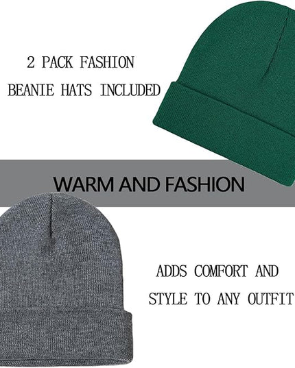 ZOORON 1&2 Pack Beanie for Men Women Slouchy Beanie Hats Winter Knit Caps Soft Ski Hat Unisex