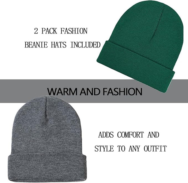ZOORON 1&2 Pack Beanie for Men Women Slouchy Beanie Hats Winter Knit Caps Soft Ski Hat Unisex