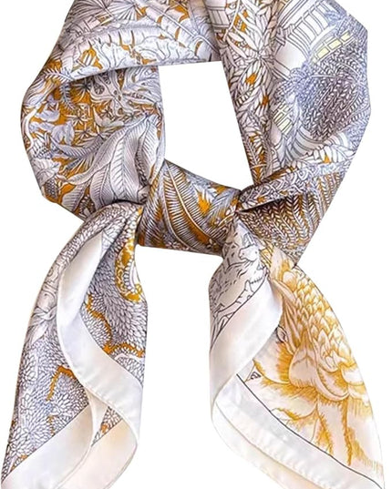 kcctoo 27.5" Mulberry Silk Feeling Head Scarf Women's Fashion Square Neck Satin Scarfs for Bag Hair Scarves Gift