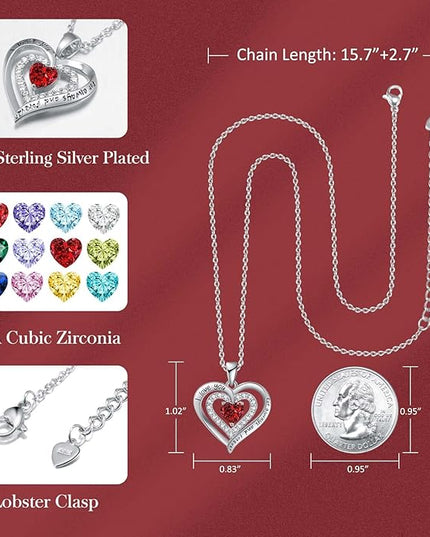 REDBEE Necklaces for Women Birthstone Heart Necklace Jewelry for Wife Girlfriend Woman Necklace
