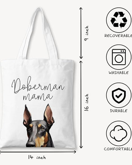 Dog Mama Canvas Tote Bag for Women, Dogs Lover Gift for Dog Mom, Birthday Christmas Cute Rottweiler Gifts For Women.