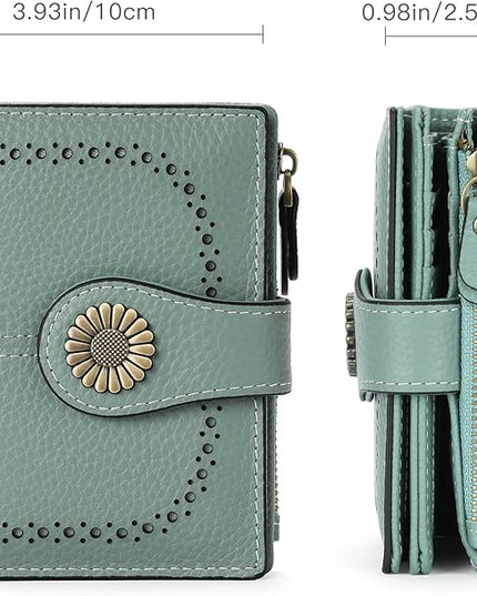 SENDEFN Small Womens Wallet Leather Bifold Card Holder RFID Blocking with Zipper Coin Pocket