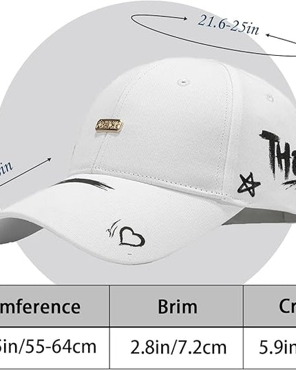 Trendy Unisex Graffiti Baseball Cap, Adjustable Cotton Baseball Cap for Men & Women, Athletic Streetwear Hat