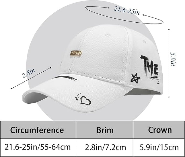 Trendy Unisex Graffiti Baseball Cap, Adjustable Cotton Baseball Cap for Men & Women, Athletic Streetwear Hat