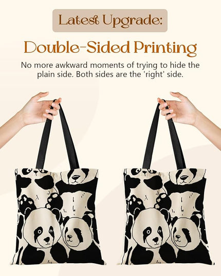 Aesthetic Tote Bag for Girls - with Magnetic Buckle and Zipper Inner Pocket for Women Lady Canvas Cotton Tote Bag