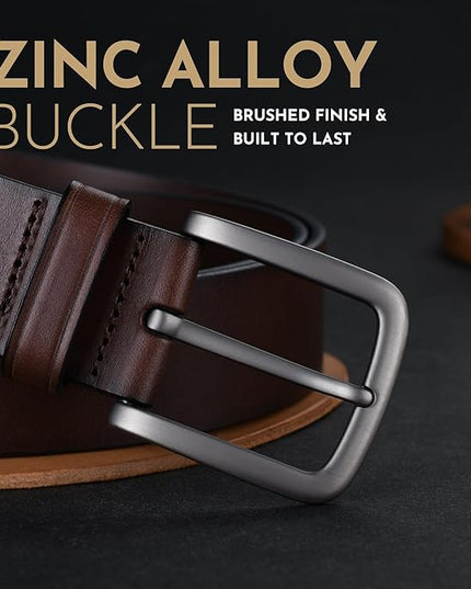 Buffway Men's Leather Belt,1.5" Handmade Top-Grain Leather–Durable,Comfortable,Suitable for Everyday Formal & Casual Wear