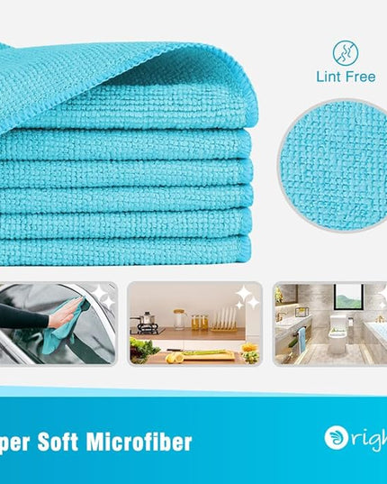 Orighty Microfiber Cleaning Cloth, 12 Pack Microfiber Towels for Cars, Highly Absorbent Car Cleaning Supplies, Lint Free Cloths Clean Rags for Car Care, House, Kitchen, 12x12 inch, Blue