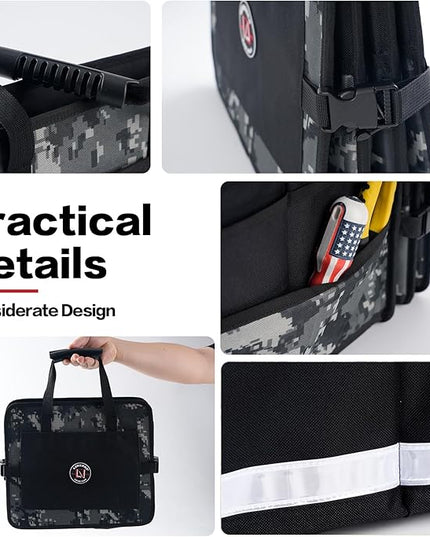 LIBZAKI Car Trunk Organizer,3 Compartments Big Trunk Storage, Large Capacity, Foldable, 95L Heavy Duty Storage Box for Car, SUV, Truck,Jeep, Includes 26L Cooler Bag-Black Camouflage