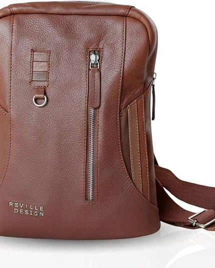 Full Grain Leather Backpack – Water-Resistant, Padded Laptop Compartment, Adjustable Straps, 16L Capacity, Slim Design, Leather Backpack for Men and Women - Amber Brown