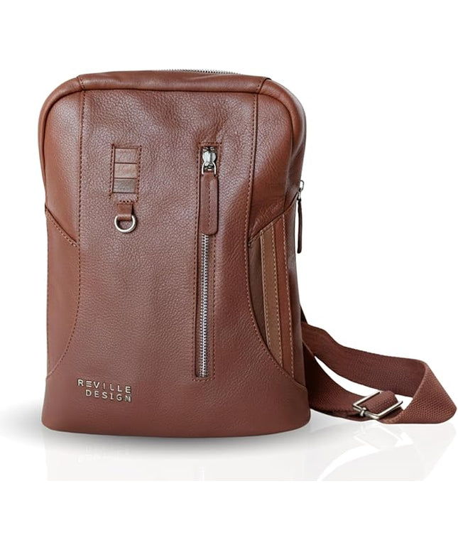 Full Grain Leather Backpack – Water-Resistant, Padded Laptop Compartment, Adjustable Straps, 16L Capacity, Slim Design, Leather Backpack for Men and Women - Amber Brown