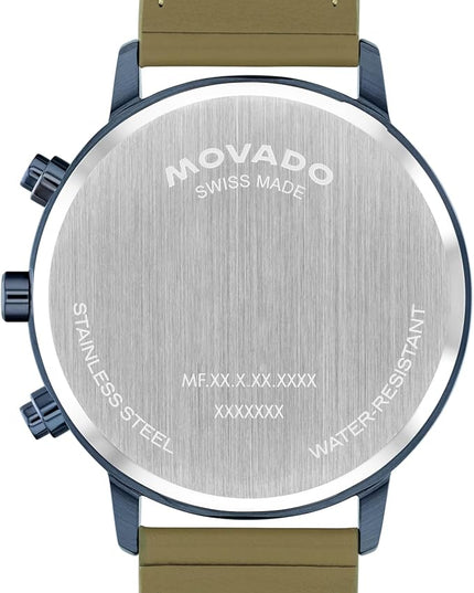 Movado Face Watch - Swiss Quartz Chronograph, Leather Strap - Classic, Timeless Luxury Fashion Timepiece for Him or Her - 43mm