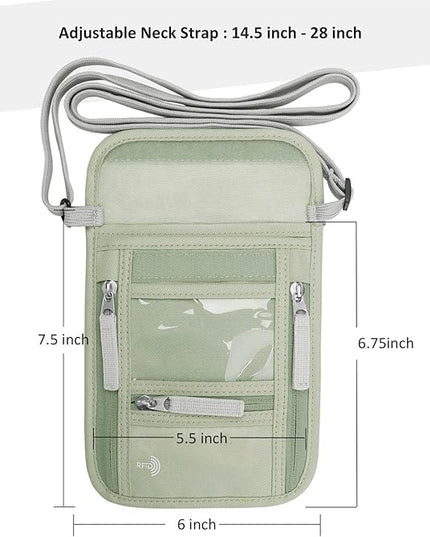 WALNEW Passport Holder Neck Pouch Travel Wallet for Women and Men, RFID Blocking Security Slim Traveling Wallet with Around Neck Lanyard Strap