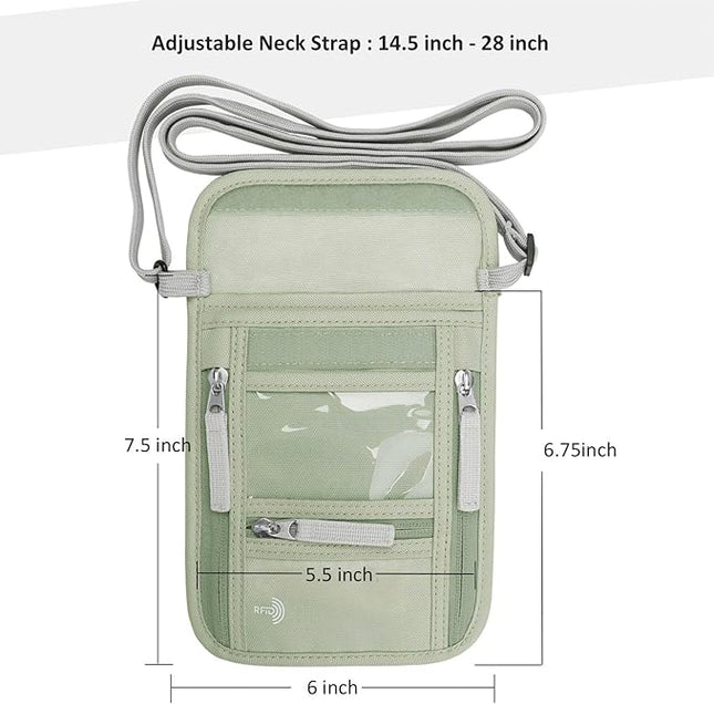 WALNEW Passport Holder Neck Pouch Travel Wallet for Women and Men, RFID Blocking Security Slim Traveling Wallet with Around Neck Lanyard Strap