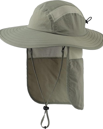 Home Prefer UPF 50+ Mens Wide Brim Fishing Hat with Neck Flap Sun Hat for Men Women Sun Protection Cap