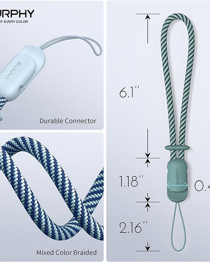 SURPHY 2 Pack Phone Lanyard for Cellphone Case, Phone Wrist Strap for Case, Cellphone Strap with 2-Color Braided, Charm Wrist Lanyard for Women and Men, Cloud Blue & Green