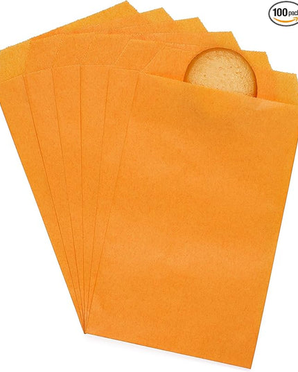 Quotidian Gold Flat Small Greaseproof Paper Bags 3" x 5" (8 x 13.3cm) Pack of 100 - Small Treat Candy Wedding Confetti