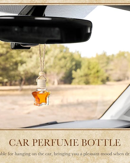 BBTO 50 Pcs Hanging Car Air Freshener Car Diffuser Bottles Empty Glass Perfume Bottle Freshener Diffuser Bottle Pendant for Essential Oil Fragrance Aromatherapy Bottle Ornament(Star)