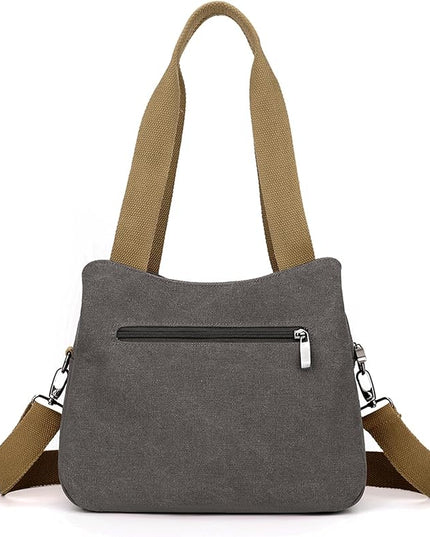 Sunshinejing Women's Canvas Purse Small Shoulder Tote Work Crossbody Bag Multi-pocket Handbag