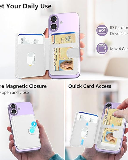 TopMade for Magsafe Wallet, Strongest Magnetic Card Holder for iPhone 17/16/15/14/13/12 Series, Slim Magnetic Phone Wallet, Vegan Leather, RFID Blocking, 4 Cards Holder, Open ID Window, White