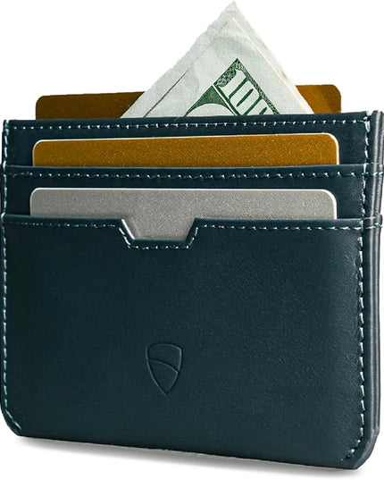 Vaultskin MOORGATE Slim Card Holder - Minimalist Leather Wallet, RFID Blocking Sleeve, Fits Front Pocket, for Men and Women