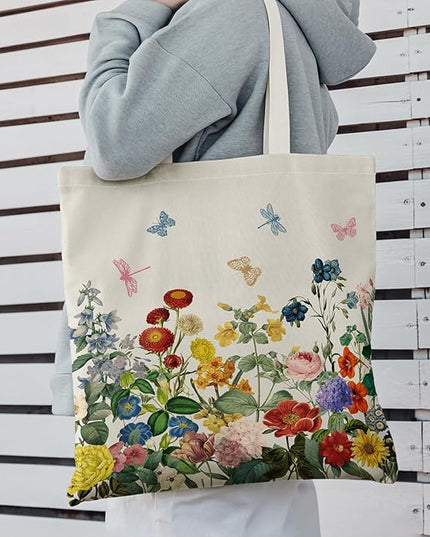 Horaldaily Canvas Tote Bag,Reusable Shoulder Tote Bag for Women Lady Casual Vacation, Shopping, Work, Gym