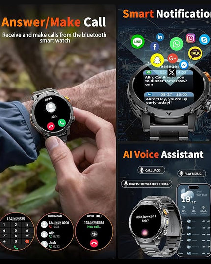 LIGE Smart Watch for Men with 1000mah,1.7" Smartwatch with Always Display,100+ Sports Modes,Flashlight,Health Tracker,IP68 Waterproof, Smart Watch for Android iOS Black