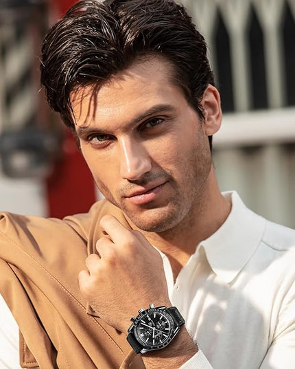 BY BENYAR Watch for Men Analog Quartz Chronograph Waterproof Luminous Designer Mens Wrist Watches Business Work Sport Casual Dress Watch with Silicone Strap Elegant Gifts for Men