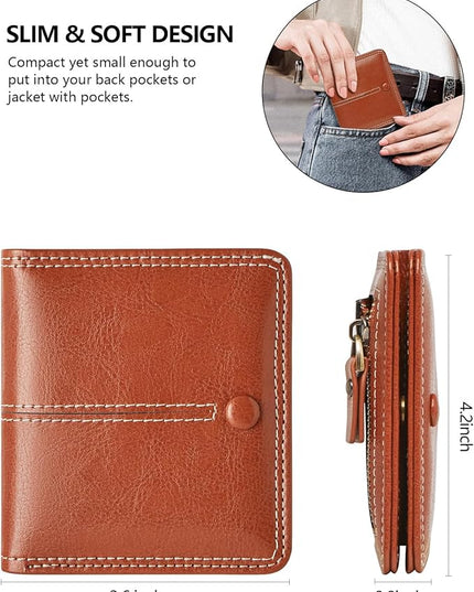 TFKGS Slim Wallet for Women RFID Wallet Women Small Wallets Woman Thin Credit Card Holder RFID womens wallet Blocking Bifold Compact Pocket Ladies Leather Brown Mini Purse