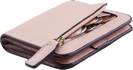 Toughergun Women’s Small Slim Leather Wallet with RFID Protection, Compact Bifold Mini Purse with Clear ID Window