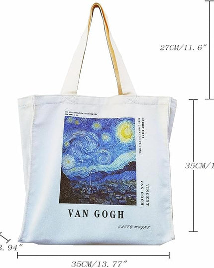 BROADREAM Aesthetic Canvas Tote Bag for Women, Vintage Reusable Book Tote Bag with Inner Zipper Pocket