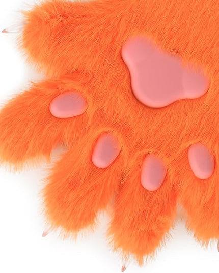 HAOAN Wolf Paw Gloves Faux Fur Cat Fingerless Mittens Winter Warm Cosplay Halloween Fancy Party Costume Accessories
